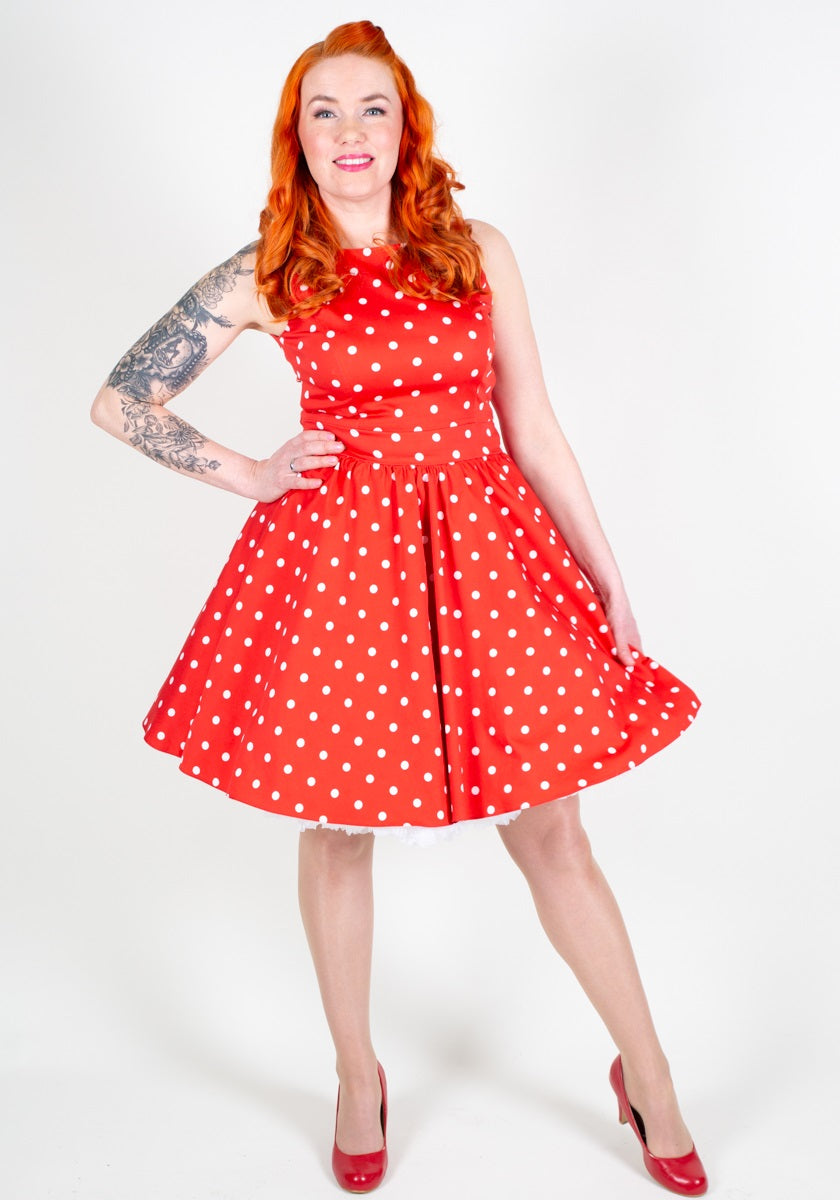 Red Polka Dot Tea Kellomekko-Lady Vintage-Miss Windy Shop