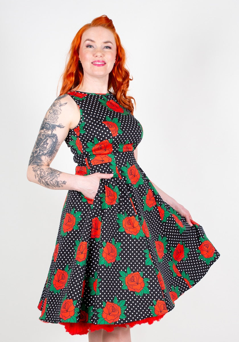 Hepburn Rockabilly Rose Kellomekko-Lady Vintage-Miss Windy Shop