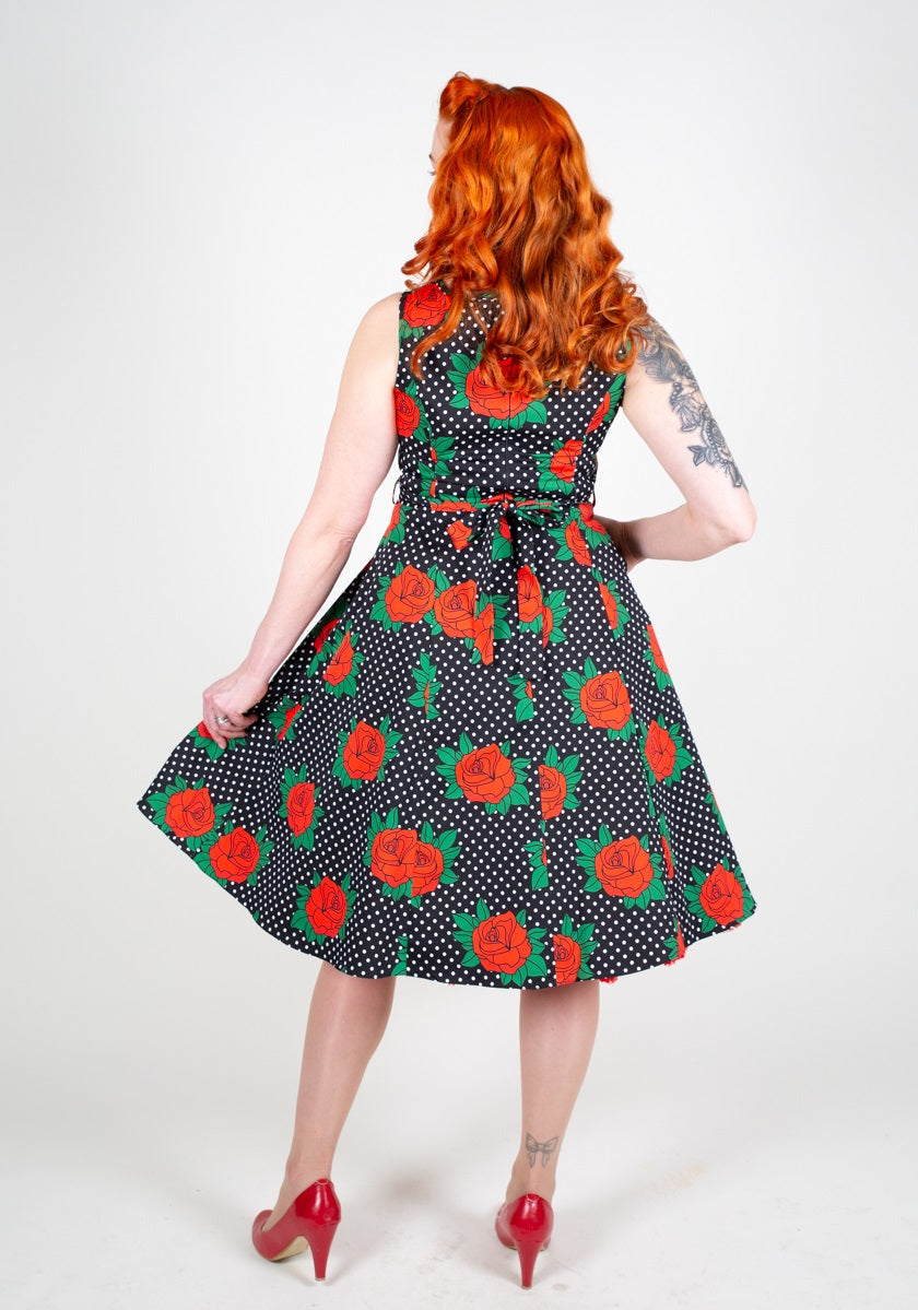 Hepburn Rockabilly Rose Kellomekko-Lady Vintage-Miss Windy Shop