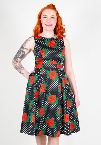 Hepburn Rockabilly Rose Kellomekko-Lady Vintage-Miss Windy Shop