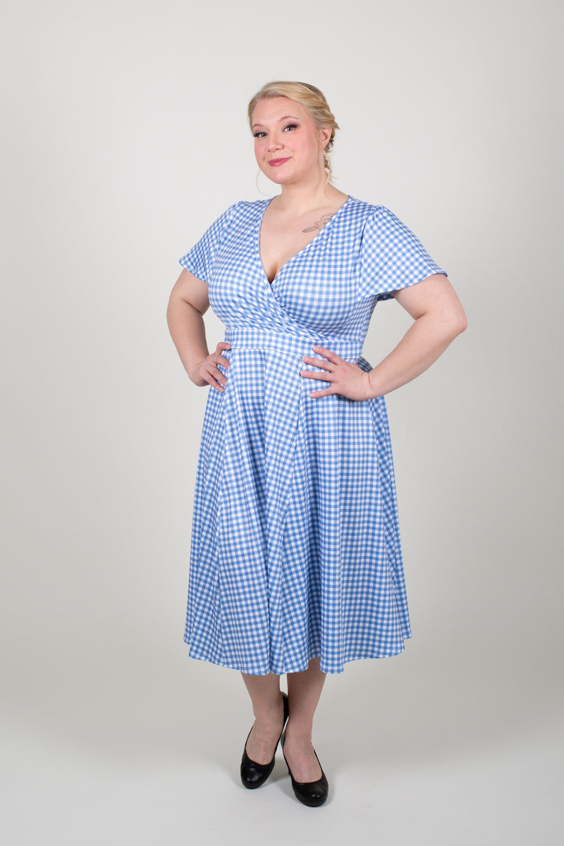 Lyra Blue Gingham Mekko-Lady Vintage-Miss Windy Shop