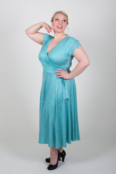 Esme Teal Polka Dot Kellomekko-Lady Vintage-Miss Windy Shop