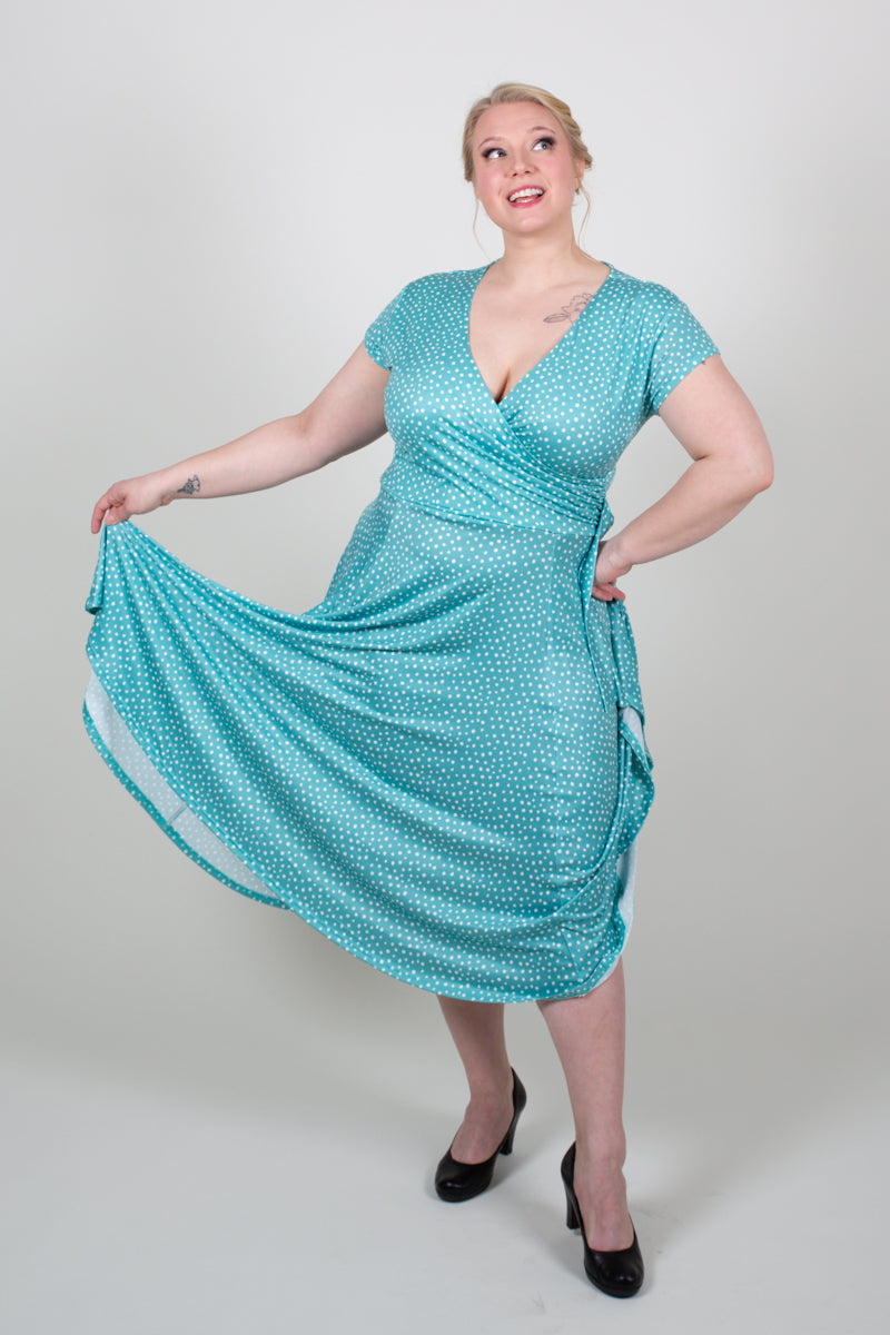 Esme Teal Polka Dot Kellomekko-Lady Vintage-Miss Windy Shop