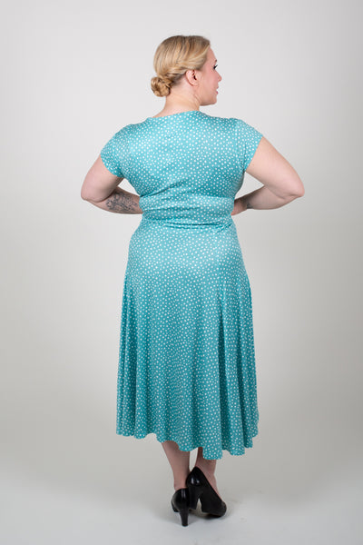 Esme Teal Polka Dot Kellomekko-Lady Vintage-Miss Windy Shop