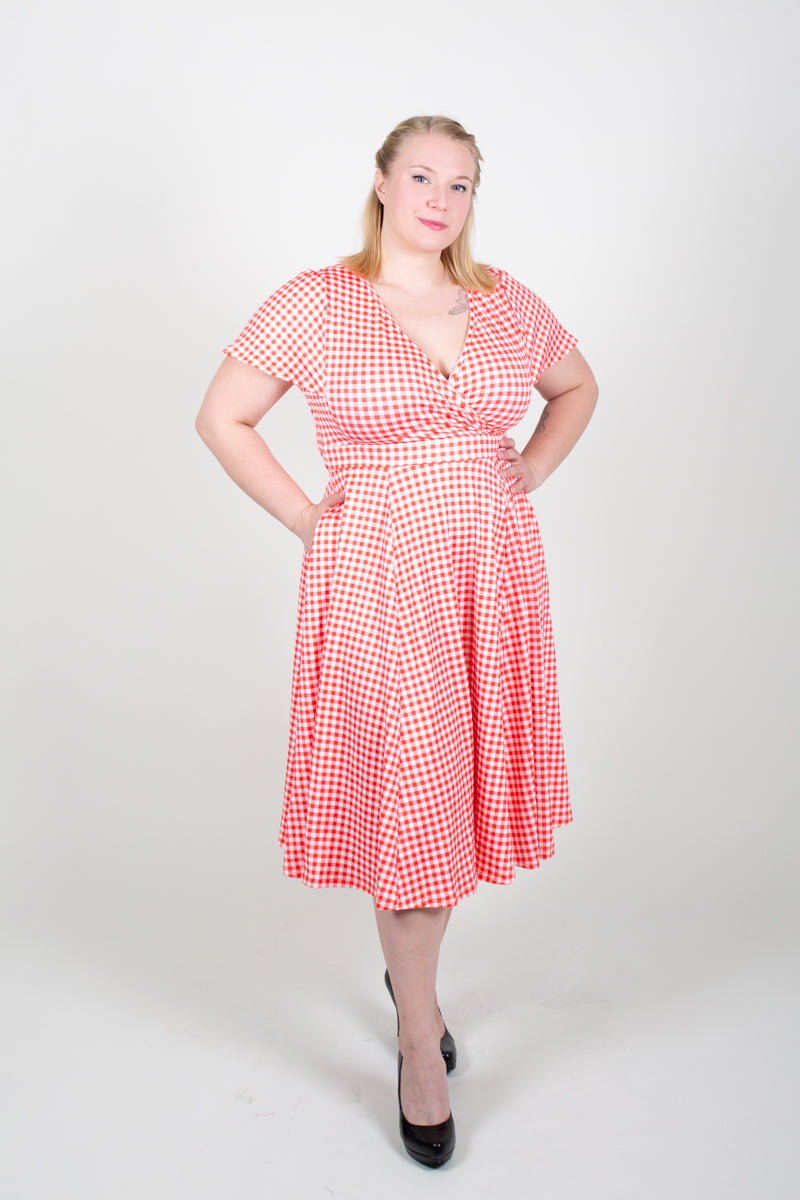 Lyra Red Gingham Kellomekko-Lady Vintage-Miss Windy Shop