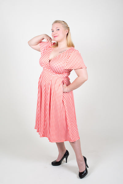 Lyra Red Gingham Kellomekko-Lady Vintage-Miss Windy Shop