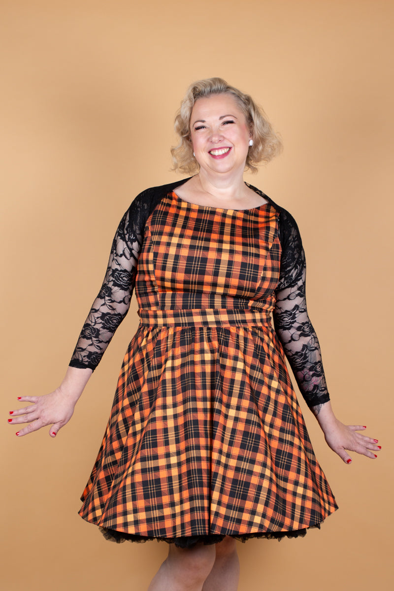 Tea Halloween Tartan Kellomekko-Lady Vintage-Miss Windy Shop