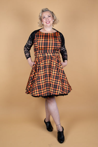 Tea Halloween Tartan Kellomekko-Lady Vintage-Miss Windy Shop