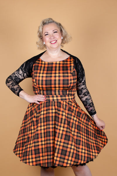 Tea Halloween Tartan Kellomekko-Lady Vintage-Miss Windy Shop