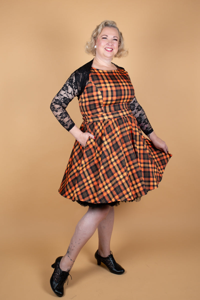 Tea Halloween Tartan Kellomekko-Lady Vintage-Miss Windy Shop