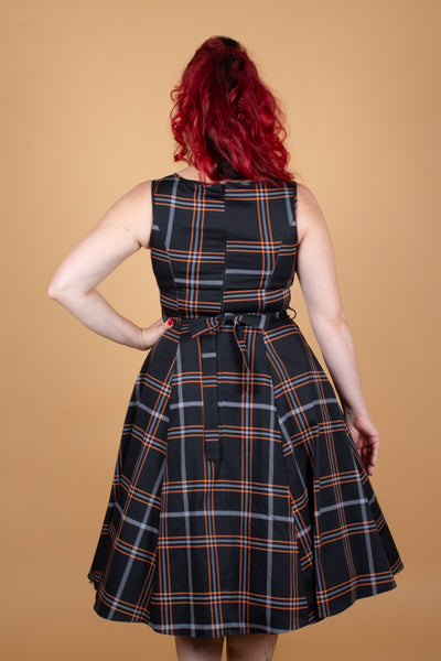 Hepburn Pumpkin Tartan Kellomekko-Lady Vintage-Miss Windy Shop