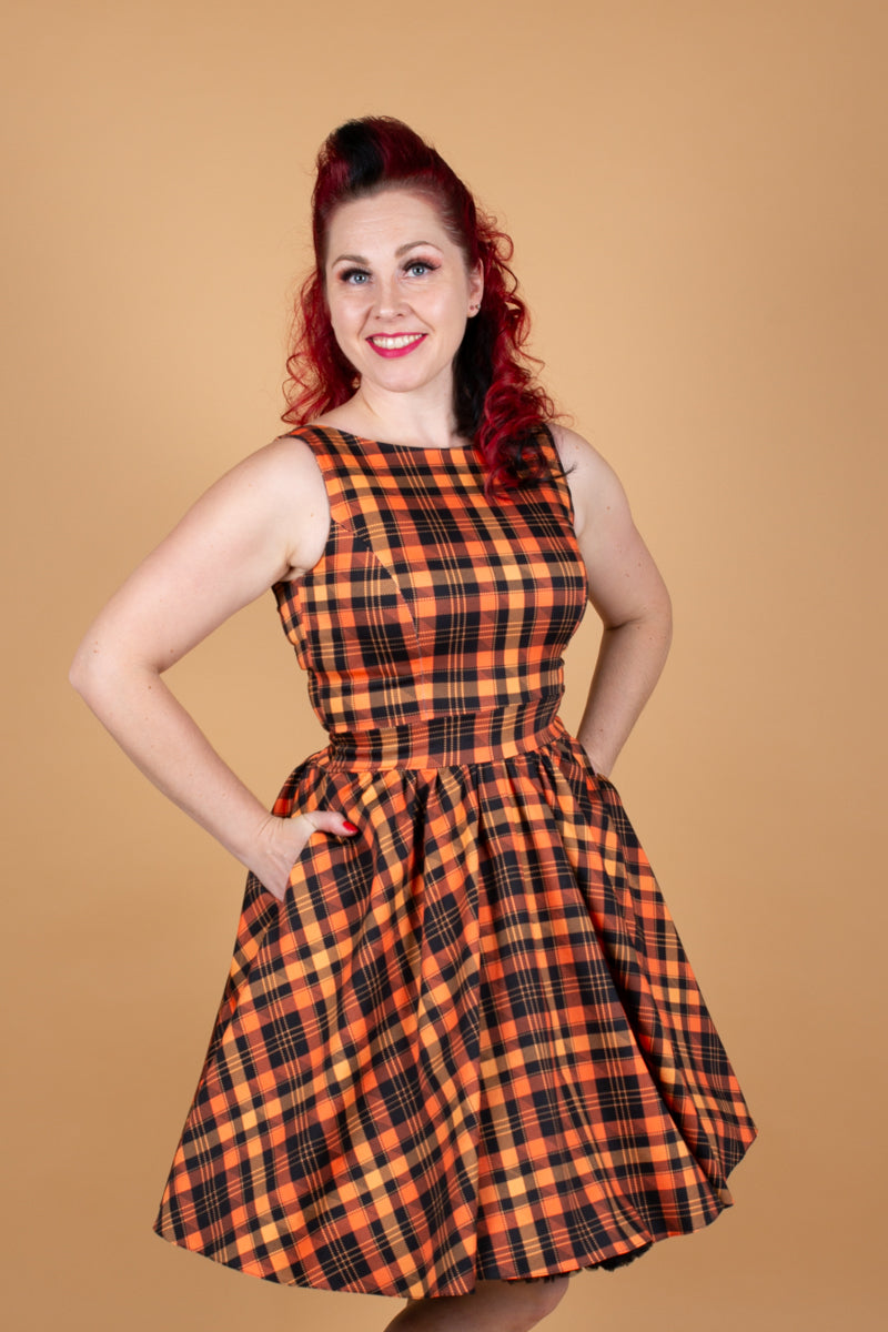 Tea Halloween Tartan Kellomekko-Lady Vintage-Miss Windy Shop