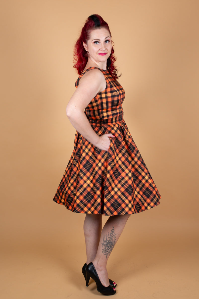 Tea Halloween Tartan Kellomekko-Lady Vintage-Miss Windy Shop