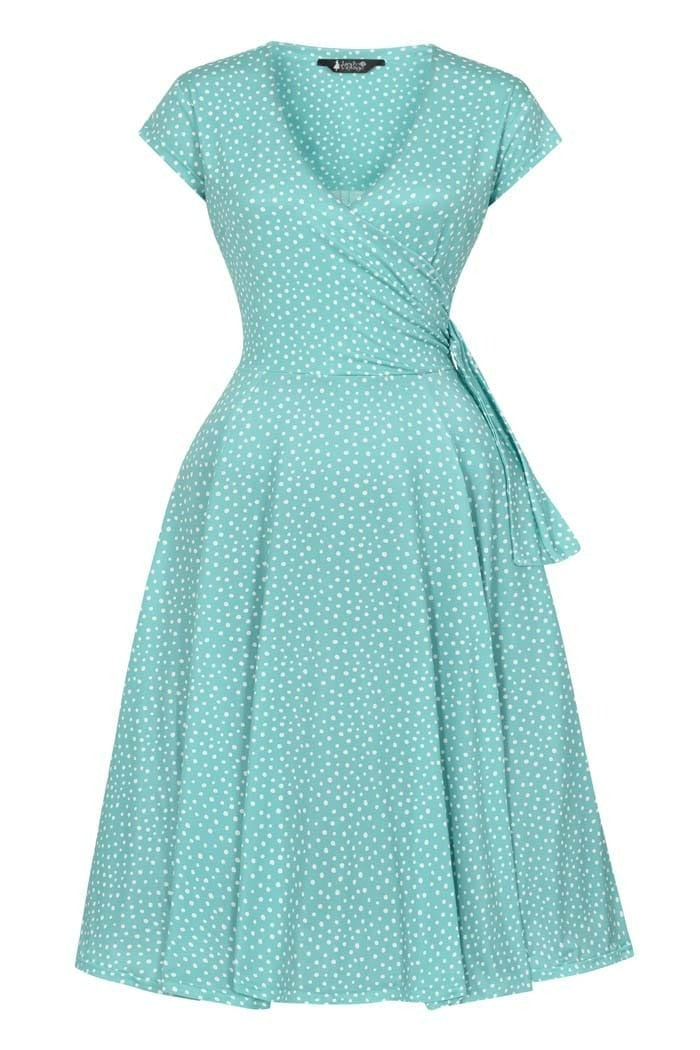 Esme Teal Polka Dot Kellomekko-Lady Vintage-Miss Windy Shop