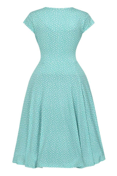 Esme Teal Polka Dot Kellomekko-Lady Vintage-Miss Windy Shop