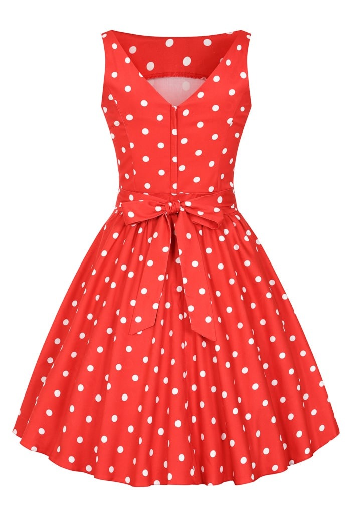 Red Polka Dot Tea Kellomekko-Lady Vintage-Miss Windy Shop