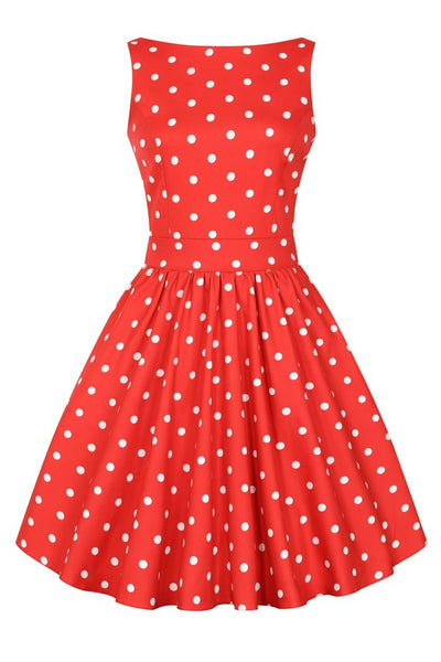 Red Polka Dot Tea Kellomekko-Lady Vintage-Miss Windy Shop