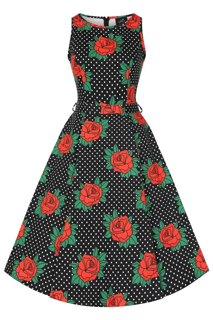 Hepburn Rockabilly Rose Kellomekko-Lady Vintage-Miss Windy Shop