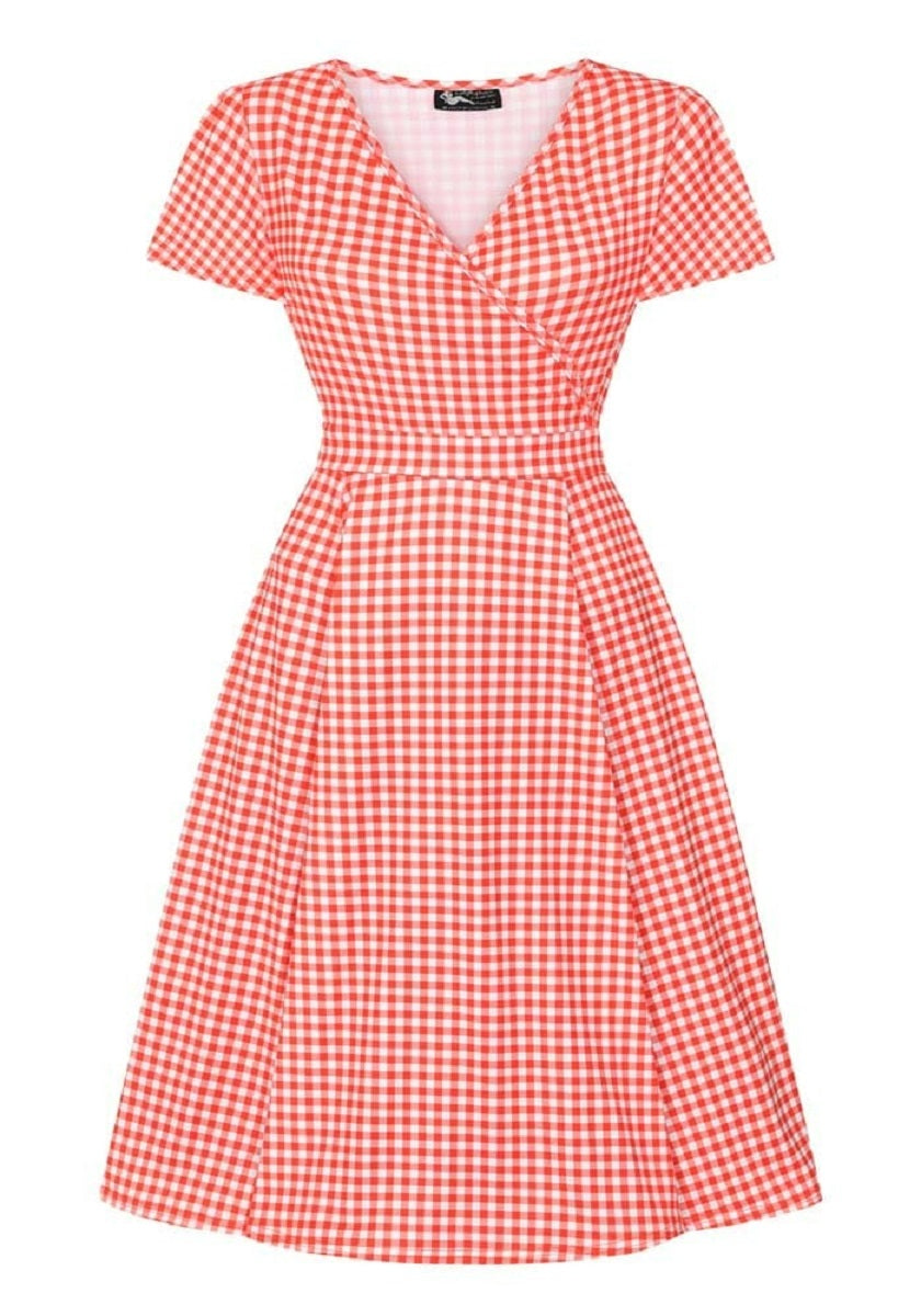 Lyra Red Gingham Kellomekko-Lady Vintage-Miss Windy Shop