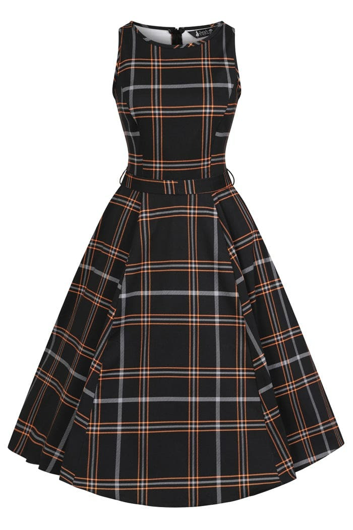 Hepburn Pumpkin Tartan Kellomekko-Lady Vintage-Miss Windy Shop