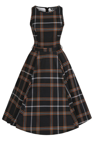 Hepburn Pumpkin Tartan Kellomekko-Lady Vintage-Miss Windy Shop