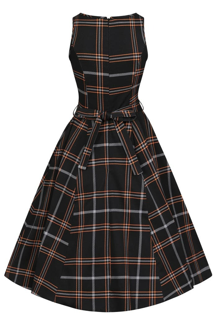 Hepburn Pumpkin Tartan Kellomekko-Lady Vintage-Miss Windy Shop