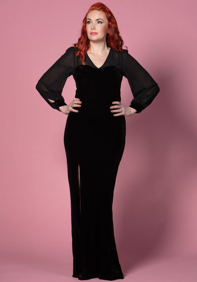 Arionna Black Velvet Maxi Mekko-Collectif-Miss Windy Shop