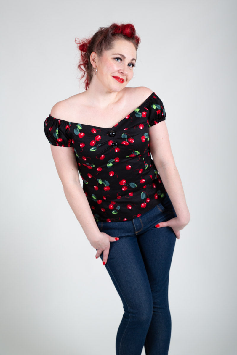 Dolores Cherry Print Top-Collectif-Miss Windy Shop