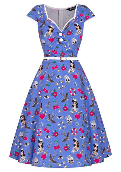 Isabella Nautical Dreams 50-luvun Mekko-Lady Vintage-Miss Windy Shop