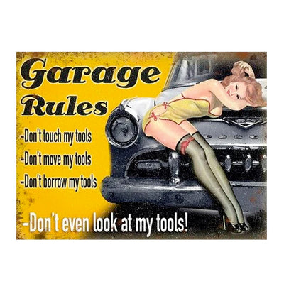 Metallikyltti "Garage Rules"-Miss Windy Shop-Miss Windy Shop