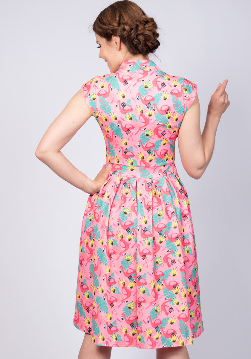 Eva 80's Flamingo Mekko-Lady Vintage-Miss Windy Shop