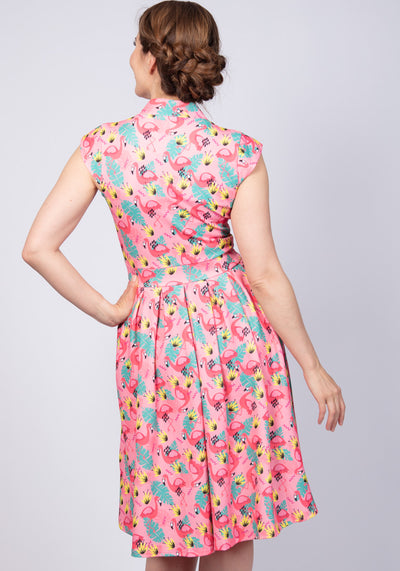 Eva 80's Flamingo Mekko-Lady Vintage-Miss Windy Shop