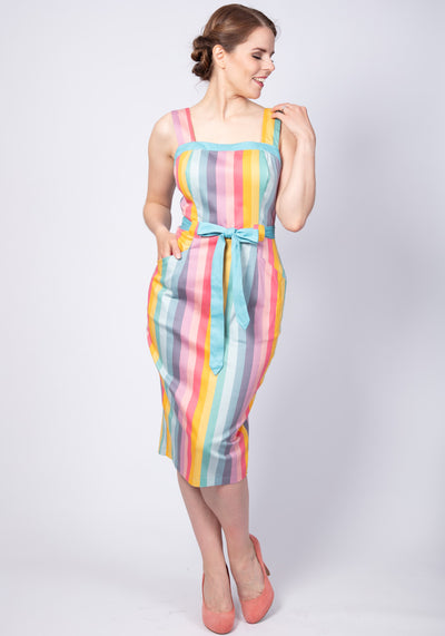 Tess Dreamy Rainbow Stripe Pencil Kynämekko-Collectif-Miss Windy Shop