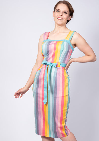 Tess Dreamy Rainbow Stripe Pencil Kynämekko-Collectif-Miss Windy Shop