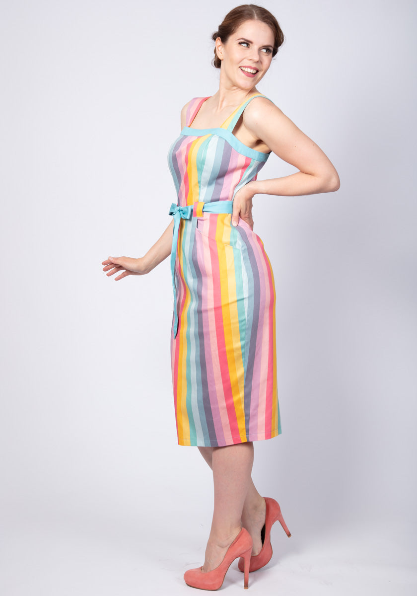 Tess Dreamy Rainbow Stripe Pencil Kynämekko-Collectif-Miss Windy Shop