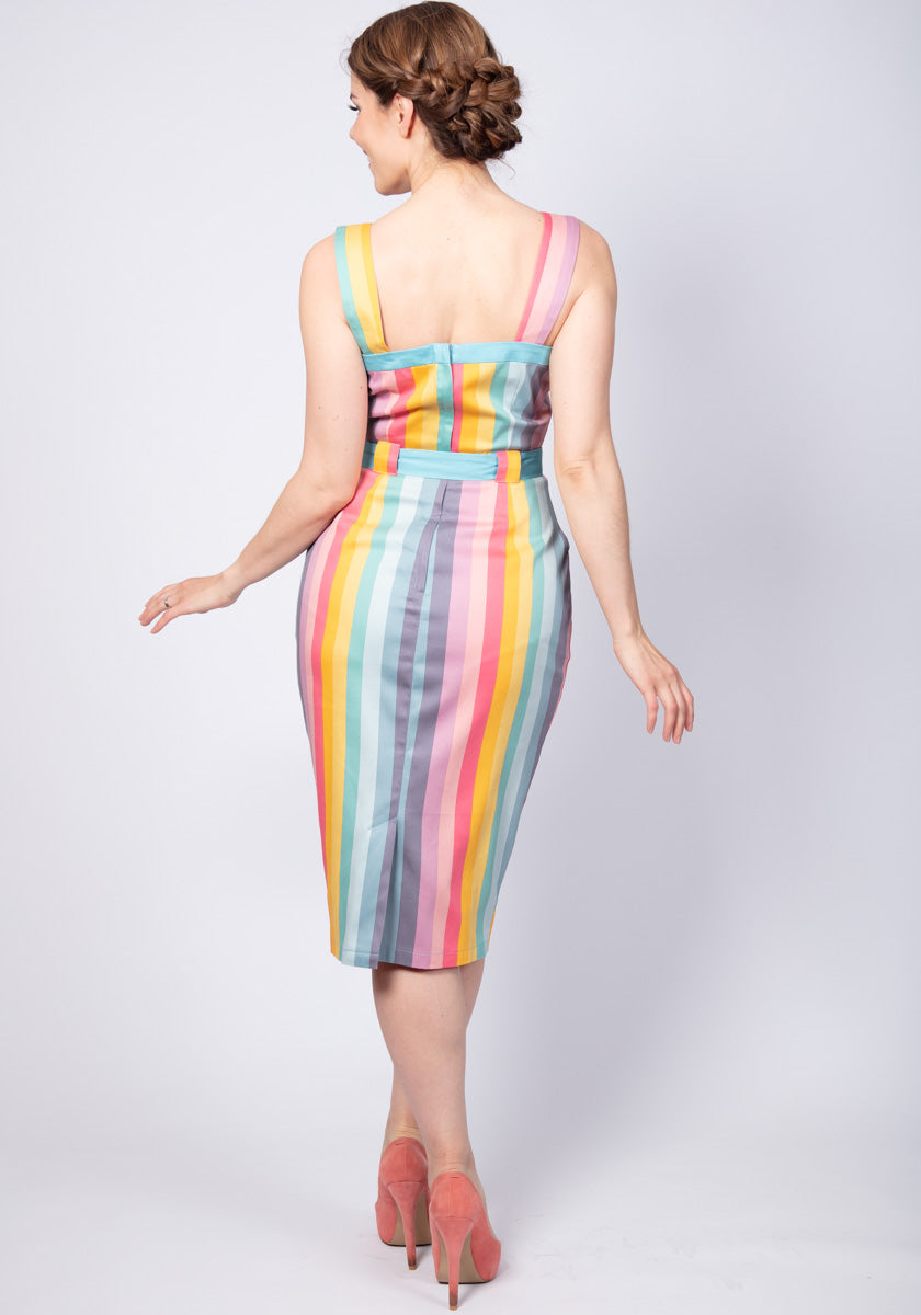 Tess Dreamy Rainbow Stripe Pencil Kynämekko-Collectif-Miss Windy Shop