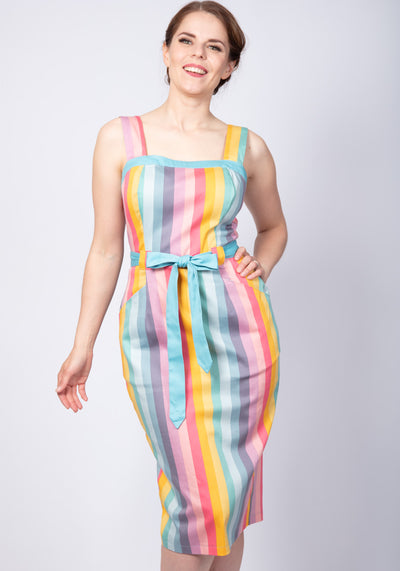 Tess Dreamy Rainbow Stripe Pencil Kynämekko-Collectif-Miss Windy Shop